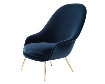 Bat_LoungeChair_HighBack_Conic_FullyUpholstered_BrassSemiMatt_Velluto-970-GUBI_F3Q