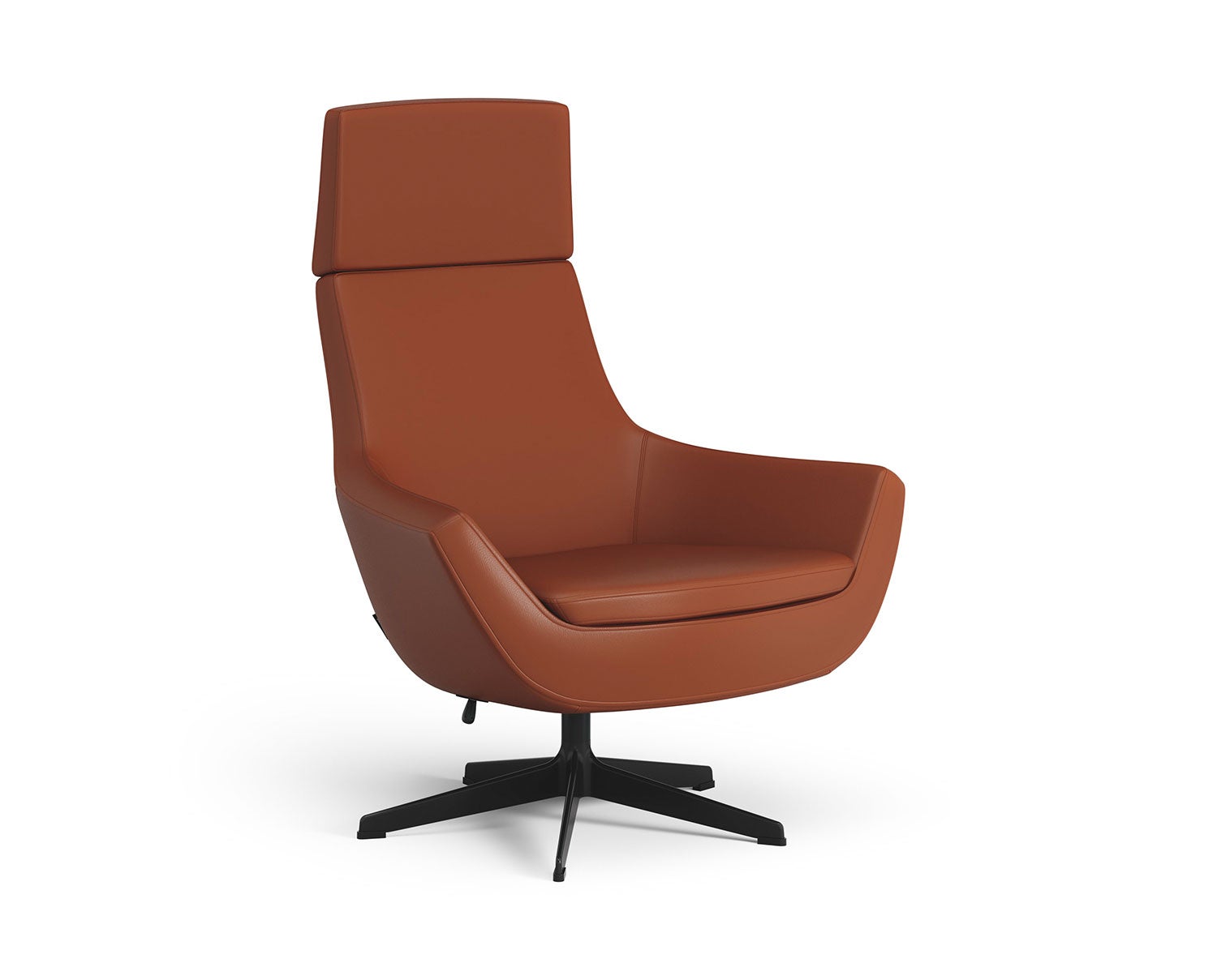 Happy-Snurrfåtölj-Hög-Svart-Aluminium-Elmosoft-33001