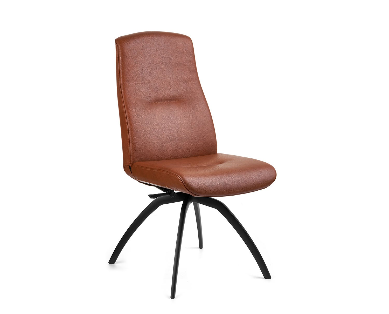 Freetime-stol-svart-alu-snurr--lader-Western-cognac