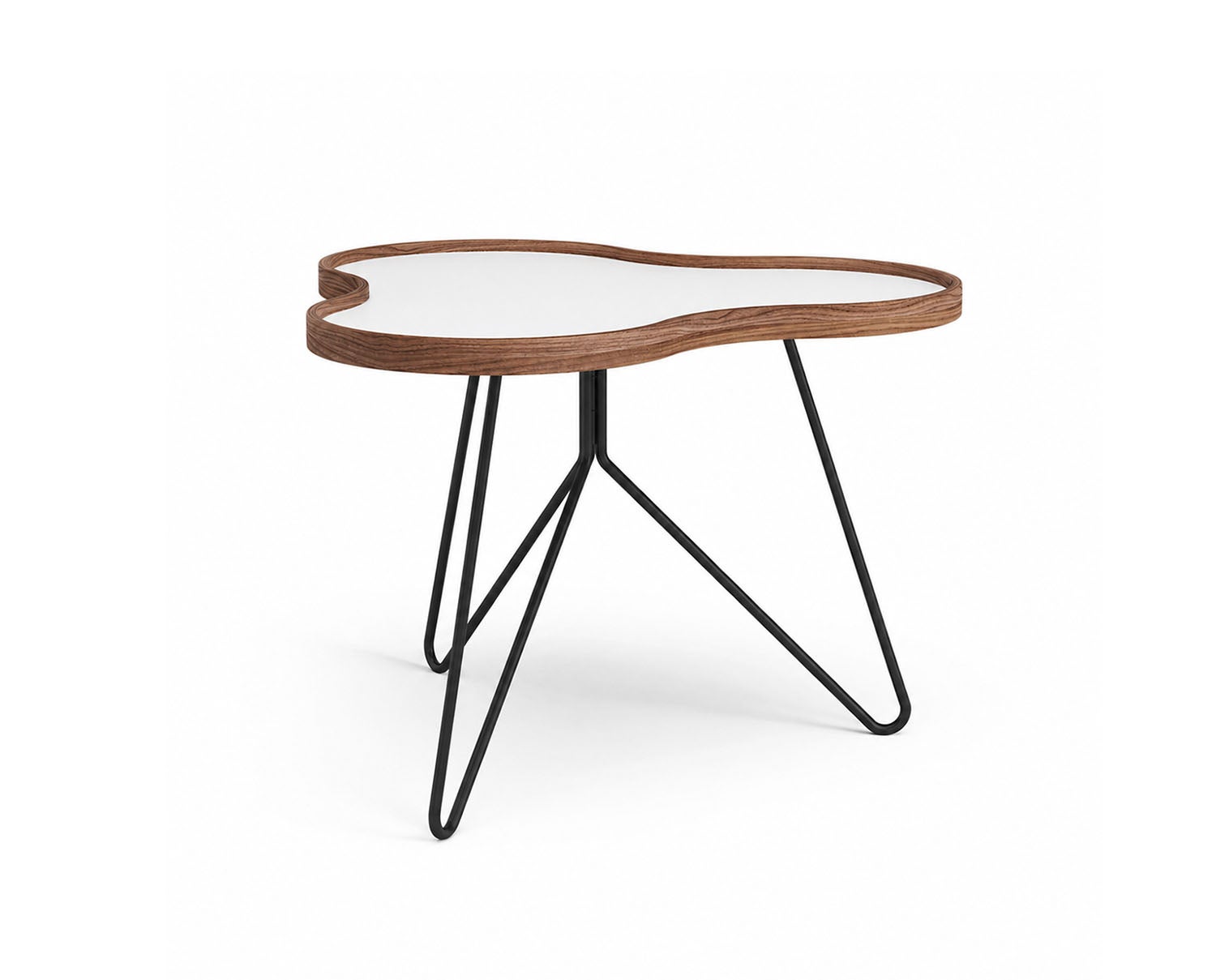 Flower-Table-66x62-White-Laminate-Walnut-Black-Metal-H45