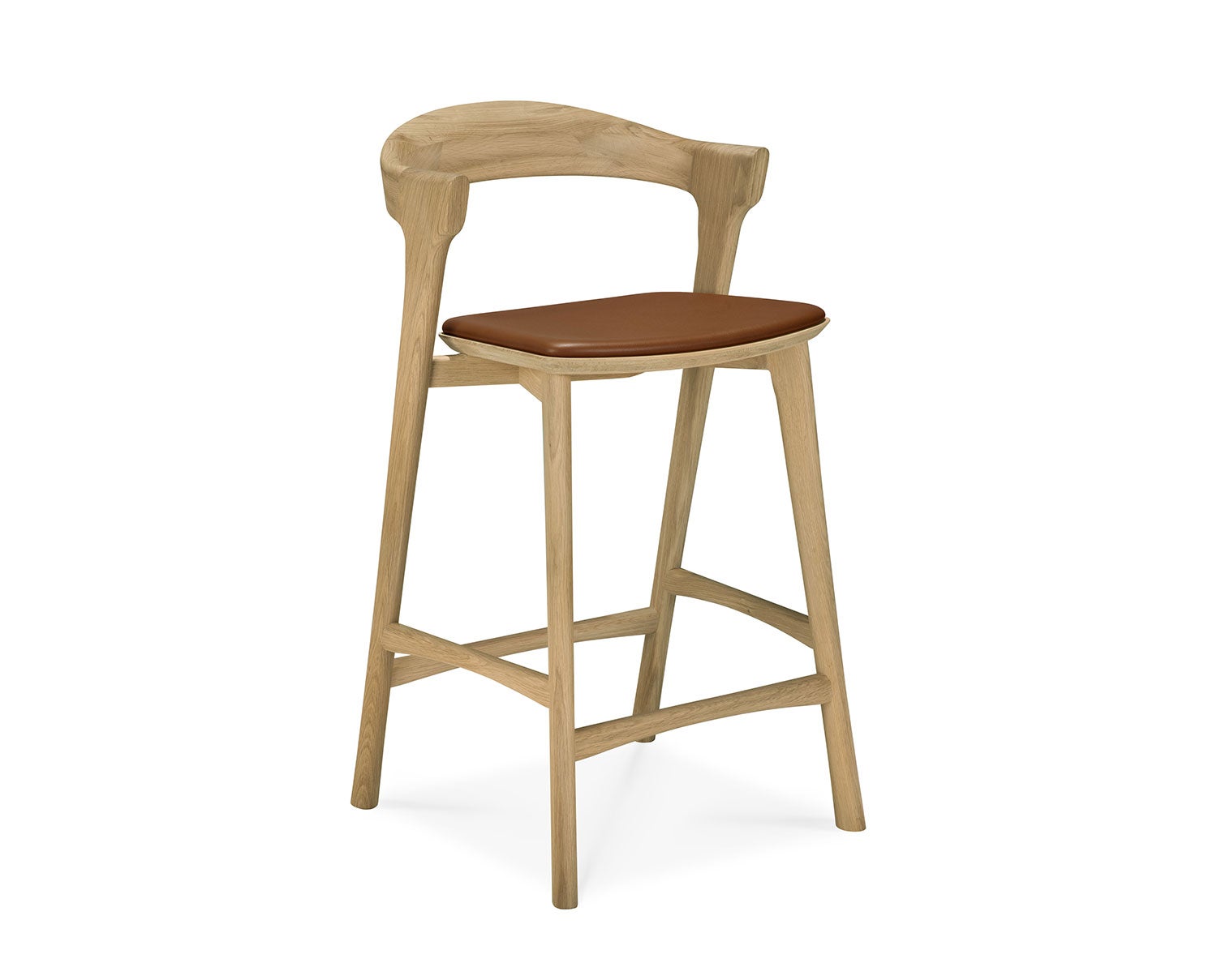 Ethnicraft-Bok-Bar-Stool-93-Varnished-Oak-Cognac-Leather