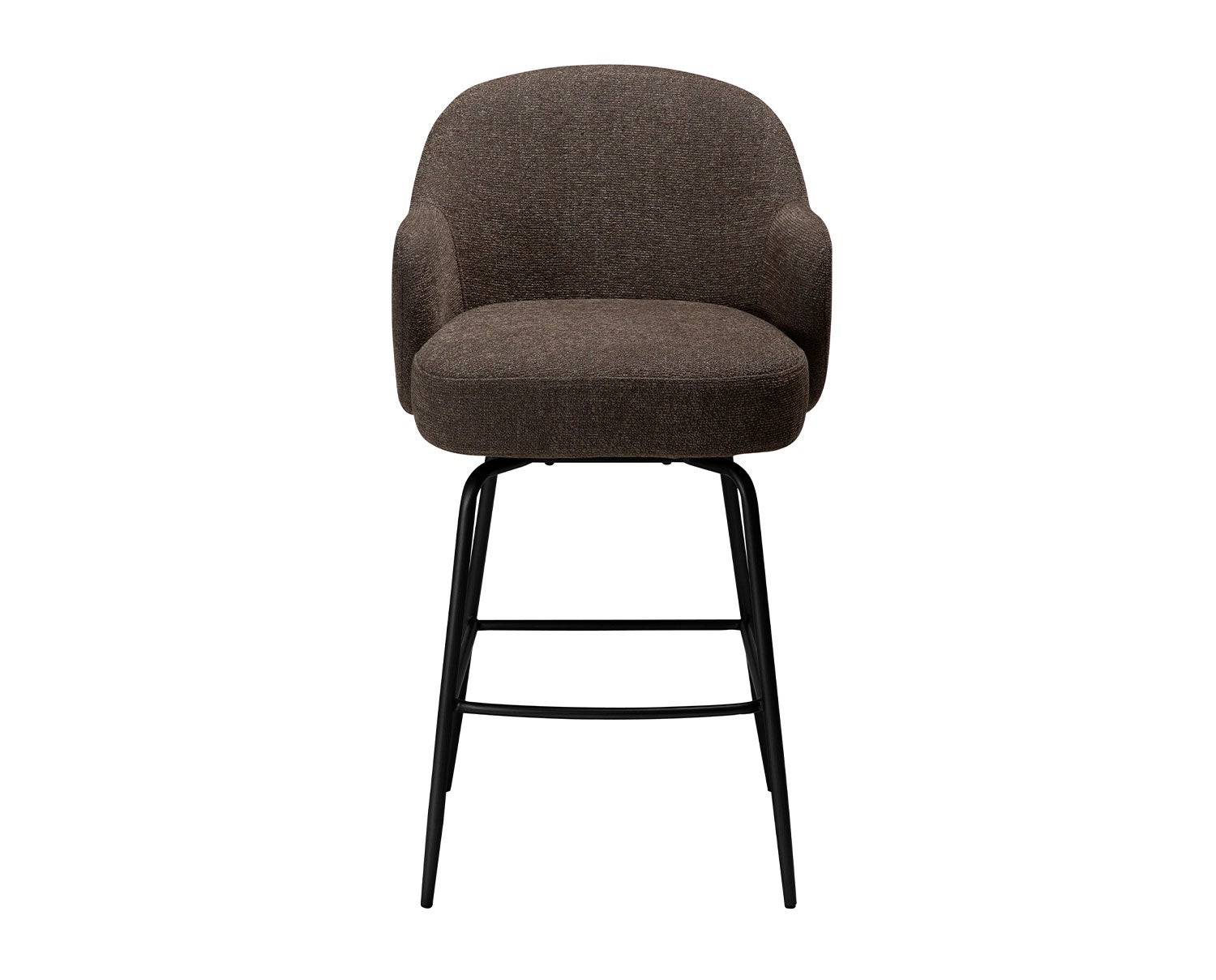 BAE-SWIVEL-COUNTER-STOOL-Major-Brown-Bouclé-W.-Black-Swivel-Legs