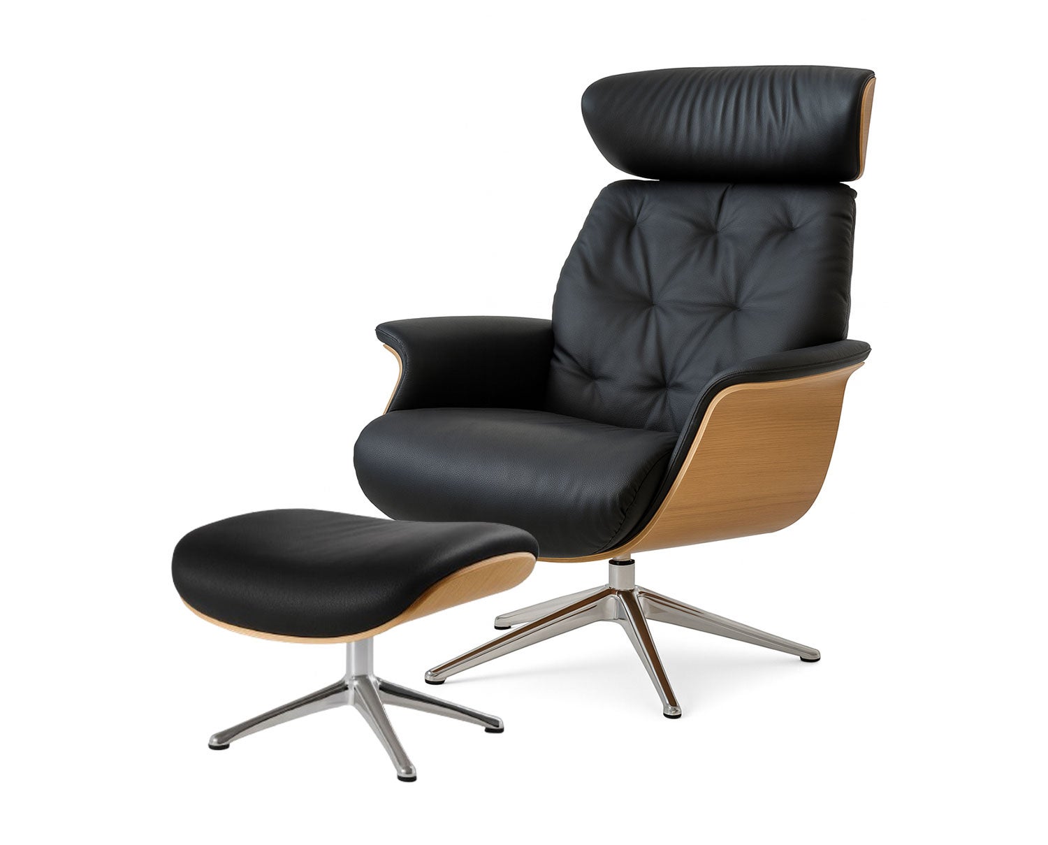 Flexlux-Apollo-Relax-Chair-Footstool-Oak-Chrome