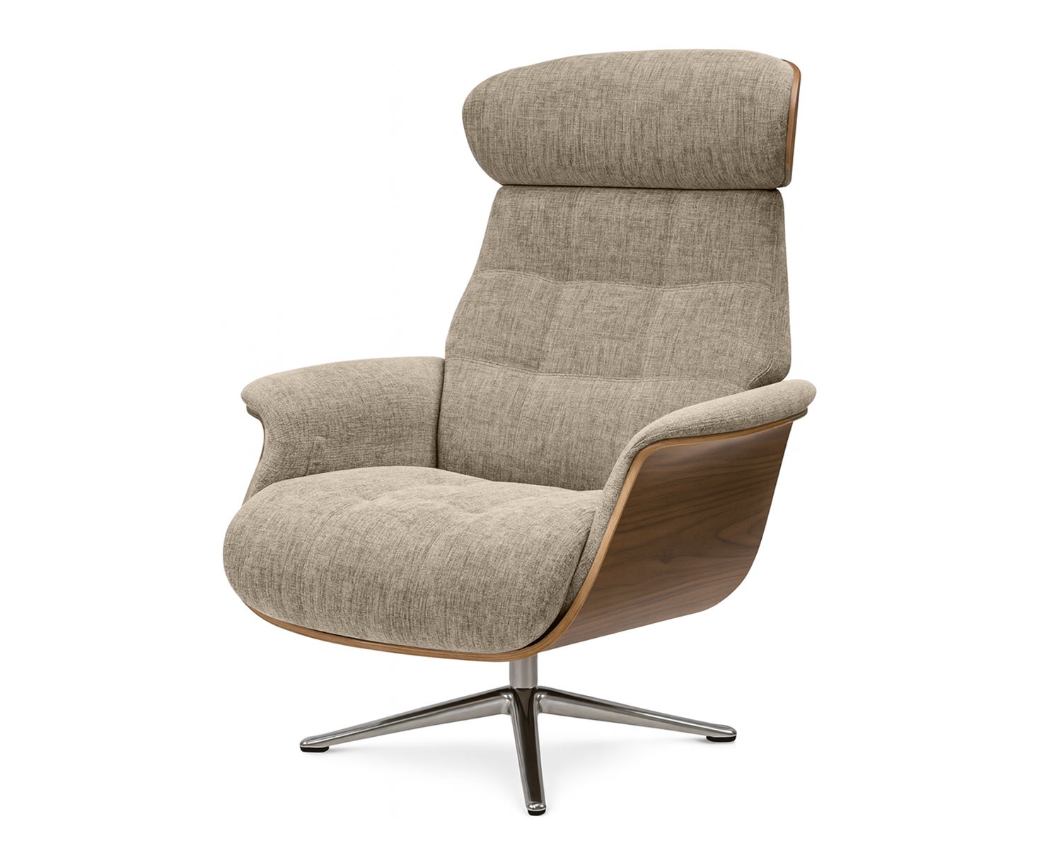 Flexlux-Marc-relax-chair-walnut-aluminium-fabric-burano