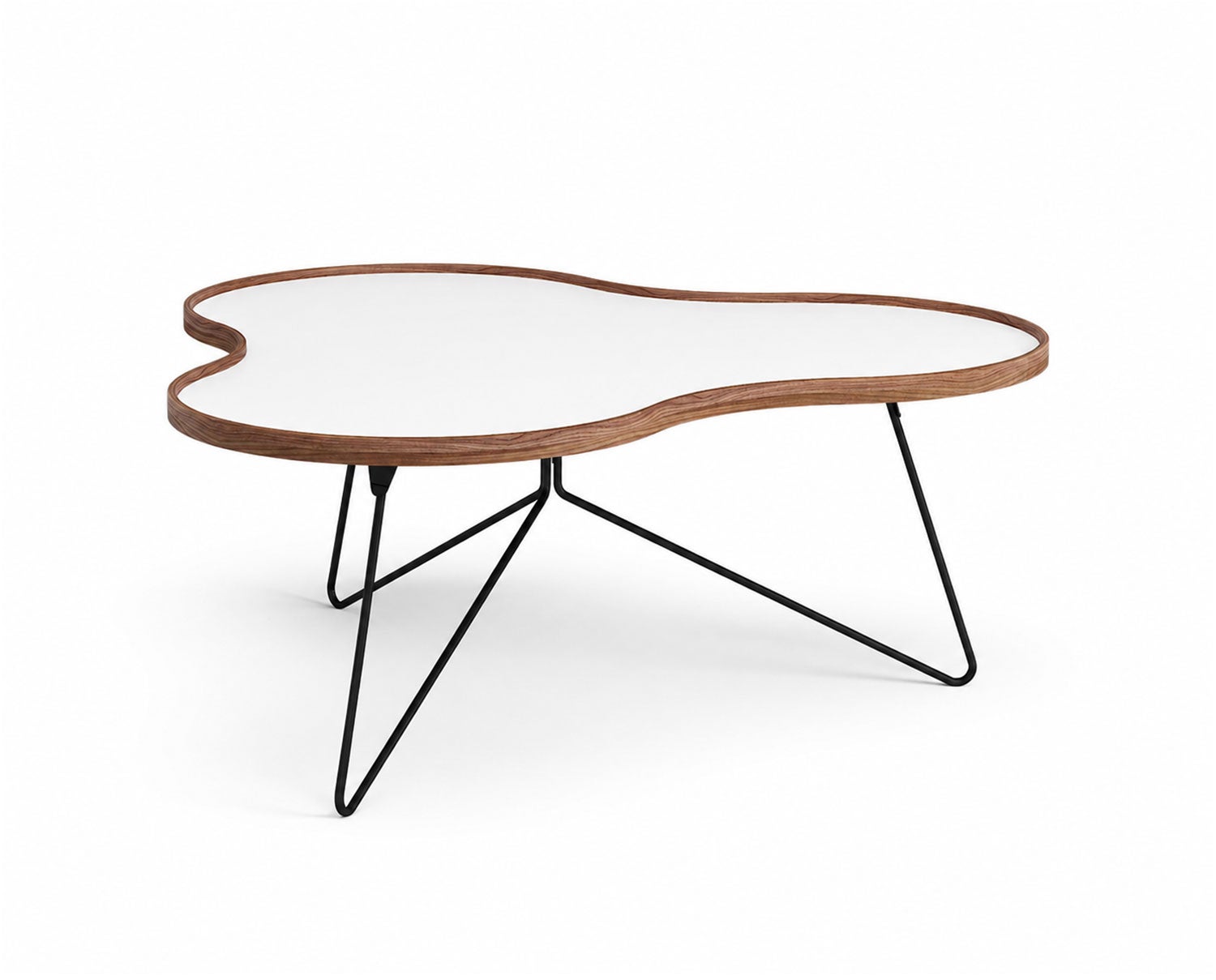 Flower-Table-114x107-White-Laminate-Walnut-Black-Metal-H45