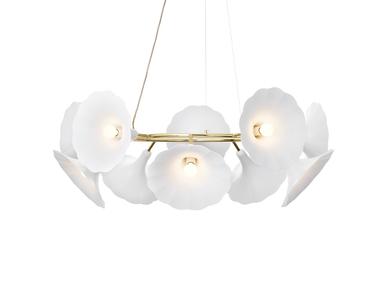Nuura-Petalii-10-Chandelier-White-Polished-Brass