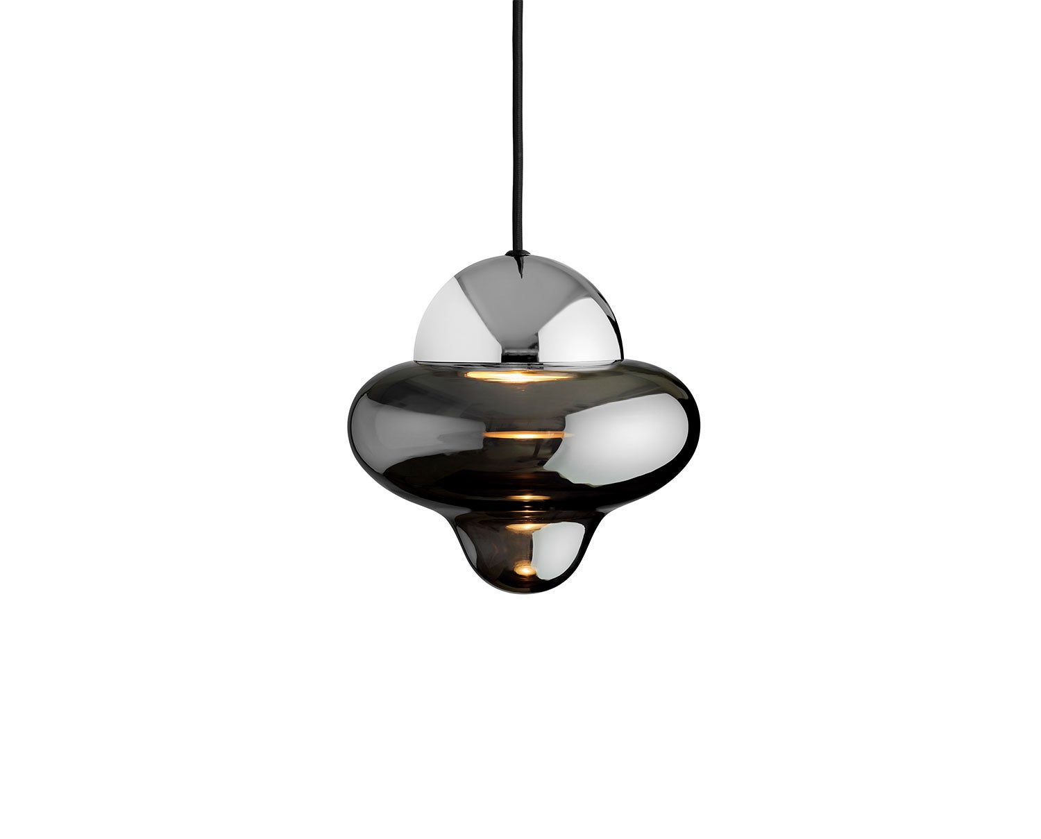 Nutty-Brown-Taklampa-Brown-glass-Chrome-dome