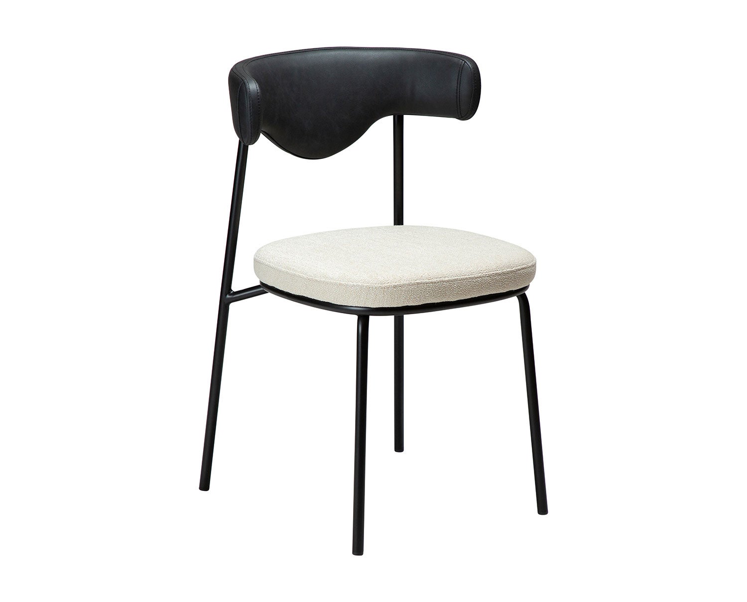 LOBE-CHAIR-Raven-Black-Faux-Leather-And-Simply-Beige-Bouclé-W.-Black-Legs