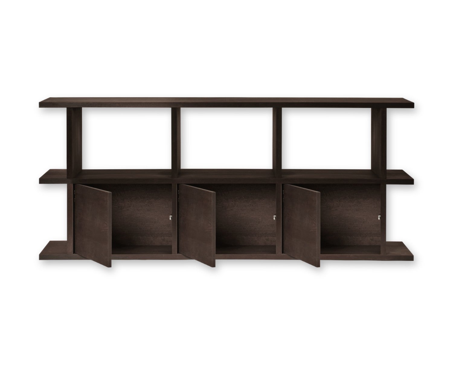 Ferm-Living-Kona-Bookcase-3x2-with-3-Cabinet-Inserts-Dark-Stained-2