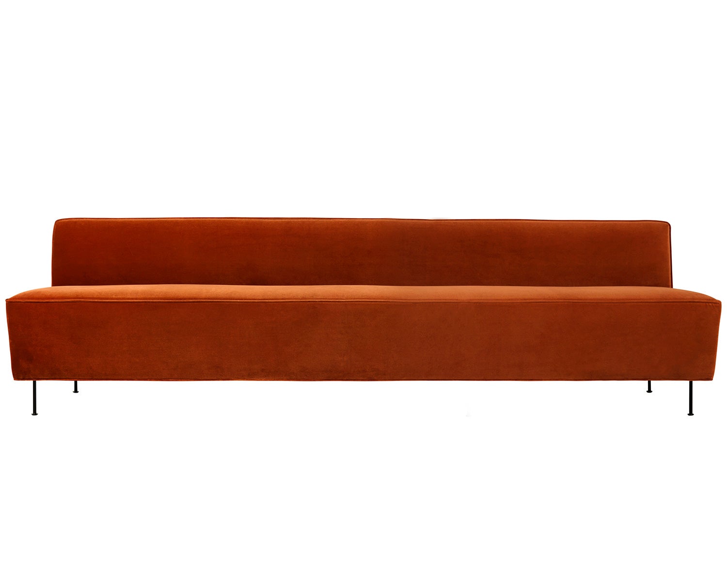 ModernLine_DiningSofa_280_4-Leg_FullyUpholstered_Black_GUBI_Velluto-641_Front