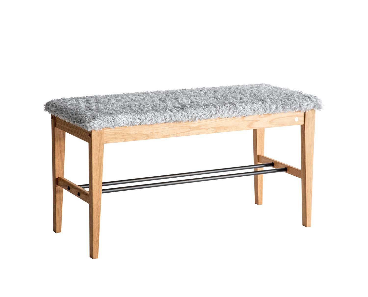 Oscarssons-Mobel-Cora-Bench-Oiled-Oak-Grey-Sheepskinlook