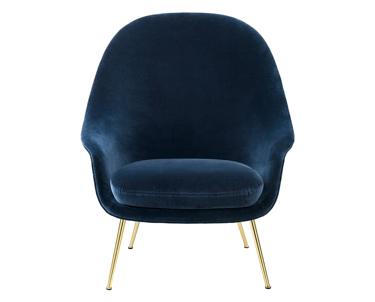 Bat_LoungeChair_HighBack_Conic_FullyUpholstered_BrassSemiMatt_Velluto-970-GUBI_Front