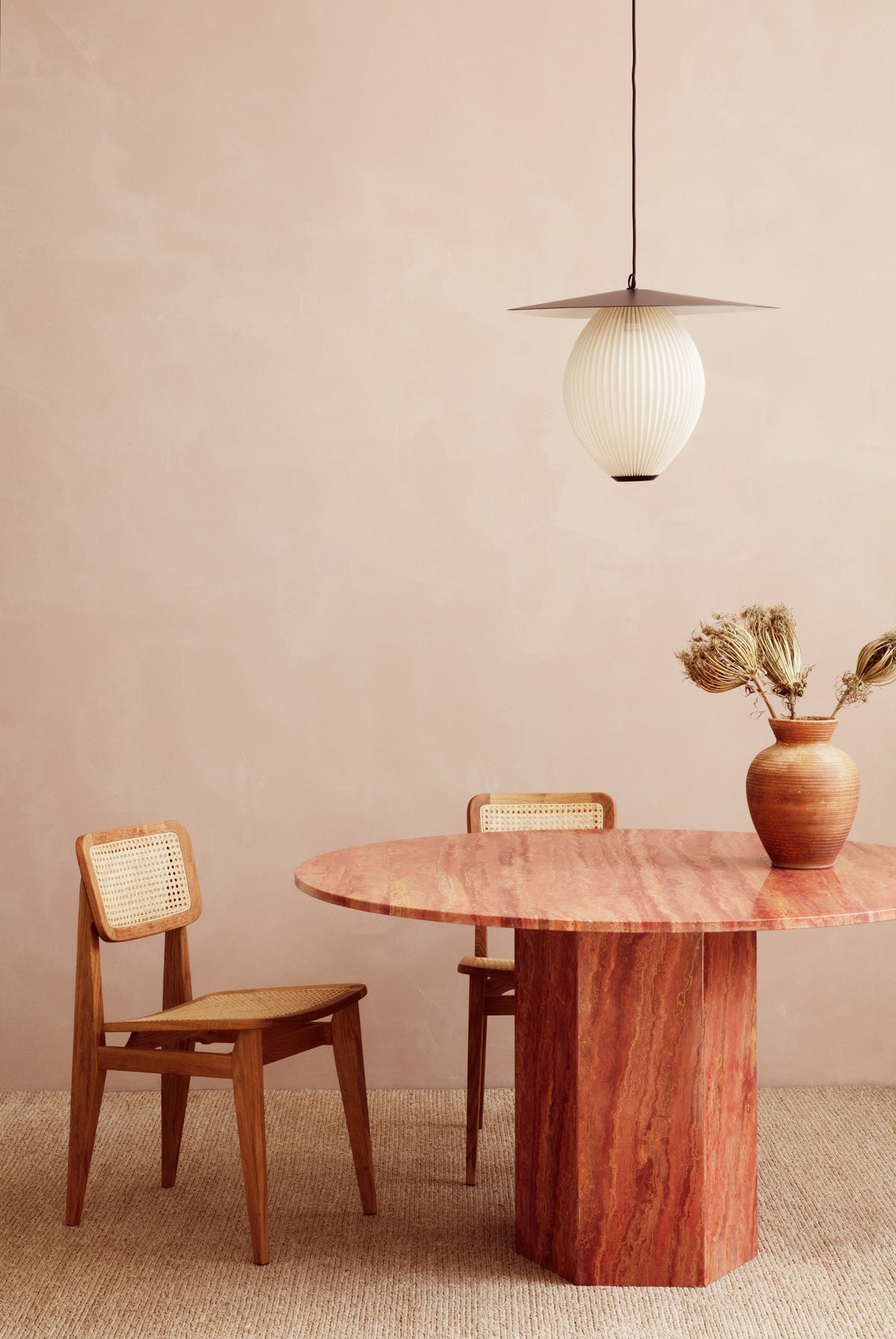 C-ChairDiningChair_EpicDiningTable_SatellitePendant