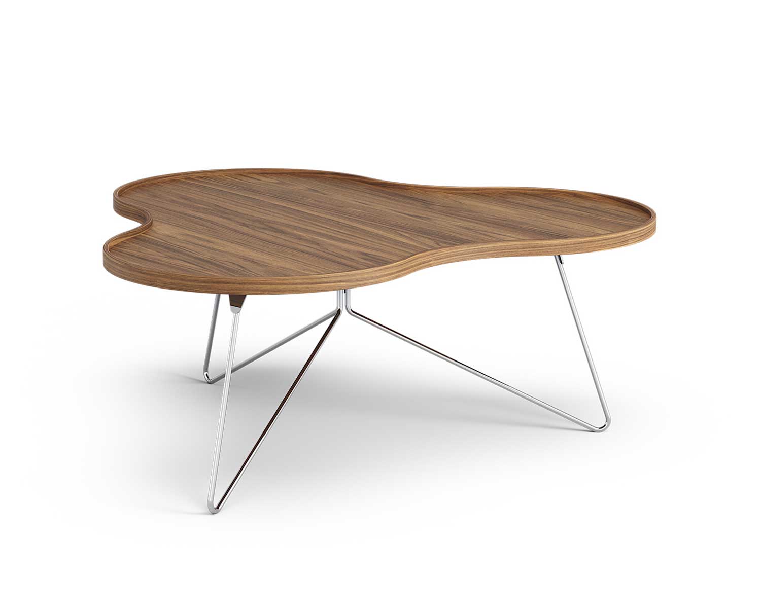 Flower-Mono-Table-114x107-Walnut-Chrome-Metal-H45
